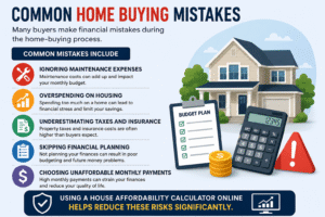 Common home buying mistakes and financial risks explained with budgeting tips and House Affordability Calculator Online guidance