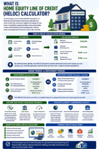 Personal Loan Calculator infographic showing loan planning, borrowing estimates, repayment analysis, monthly EMI calculations, and smart financial decision-making.