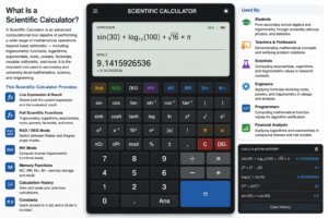 Scientific Calculator online with trigonometric functions, logarithms, exponents, memory keys, RAD/DEG mode, and advanced mathematical operations.